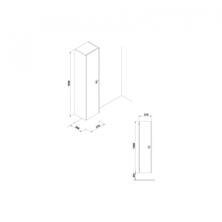 Dulap baie suspendat Gala Klea, o usa, 150 cm, alb lucios [1]