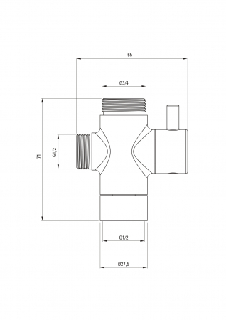 Comutator de dus, pentru coloane de dus, 2 functii, crom Deante [3]