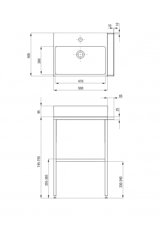 Lavoar baie pe blat si consola sustinere, 565 x 400 x 750 mm, Deante Temisto [2]
