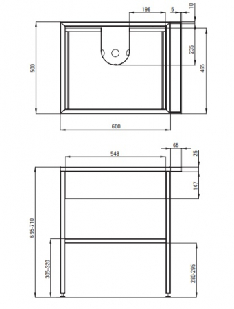 Consola sustinere lavoar cu sertar, culoare negru 66.5 cm, Deante [3]