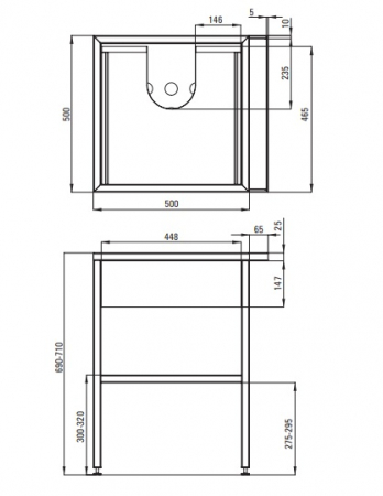 Cadru metalic negru sustinere lavoar, cu sertar si port prosop 50 cm, Deante [3]