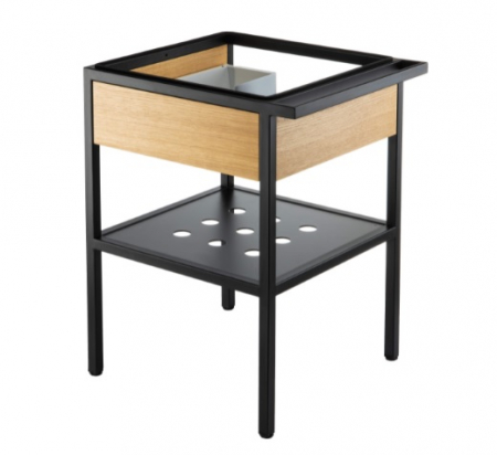 Mobilier baie - Cadru metalic negru sustinere lavoar, cu sertar si port prosop 50 cm, Deante