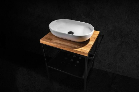 Cadru metalic negru cu port prosop, pentru lavoar baie 50 cm, Deante [2]