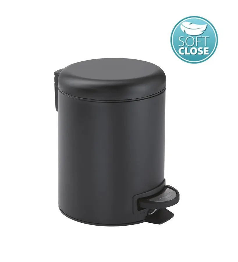 Seturi accesorii baie - Cos de gunoi 3 l, softclose, negru mat, Sapho Gedy