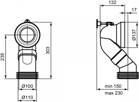 Cot racord wc 90º scurgere verticala Ideal Standard [2]