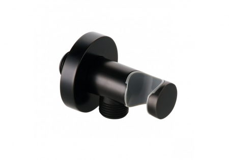 Pare, furtunuri și accesorii pentru duș - Cot racord furtun cu suport para dus culoare negru mat Kludi 6054739-00