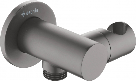 Pare, furtunuri și accesorii pentru duș - Cot racord furtun cu suport para dus culoare titan Deante Cascada