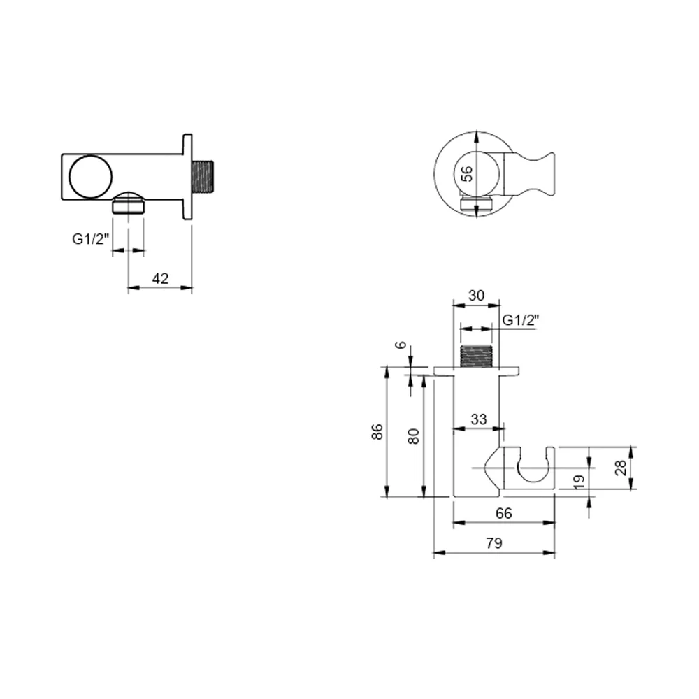 Cot racord pentru dus cu suport para dus, auriu periat, Villeroy&Boch Universal Showers [2]