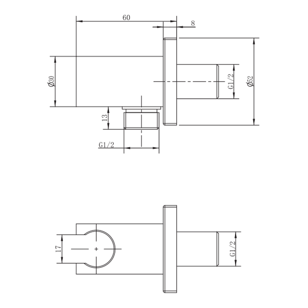Cot racord patrat furtun dus FDesign Inula cu suport para, negru mat [1]