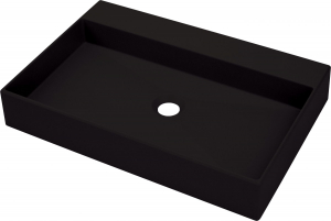 Chiuvete baie - Lavoar pe blat negru mat din compozit 60 cm, dreptunghiular, Deante Correo