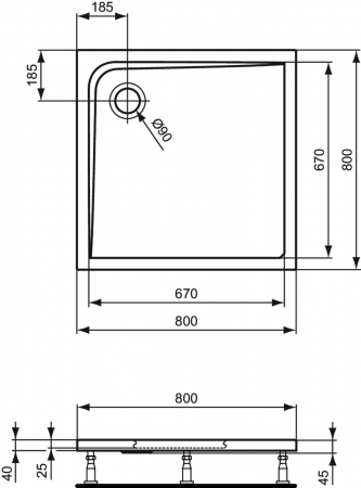 Cadita dus patrata 80x80 cm Ideal Standard Ultra Light [2]