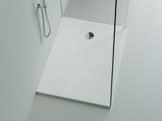 Baie - Cadita de dus dreptungiulara, din compozit, Alba, 120x90x3 cm, Cast Marble Burgos