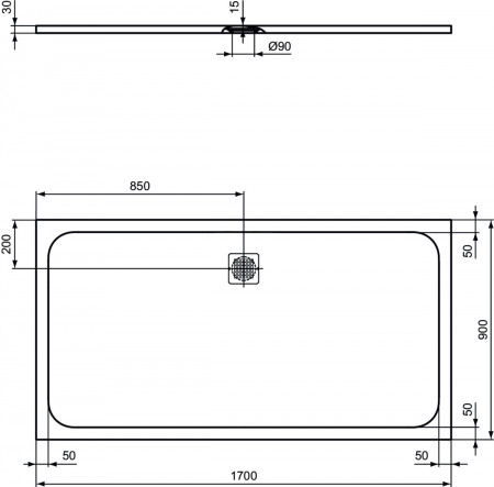 Cadita dus compozit 170x90 cm Ideal Standard Ultra Flat S, alb [2]