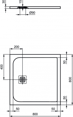 Cadita dus compozit 80x80 cm Ideal Standard Ultra Flat S, alb [2]