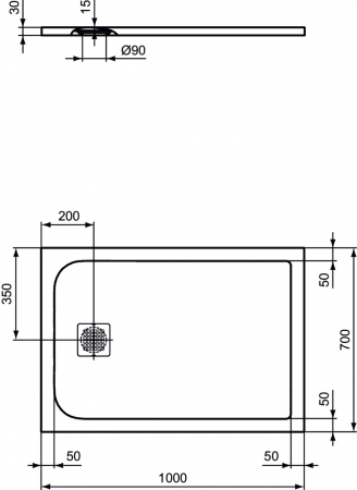 Cadita dus compozit 100x70 cm Ideal Standard Ultra Flat S, alb [2]