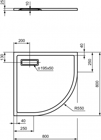Cadita dus semirotunda 80x80 cm Ideal Standard Ultra Flat New [4]