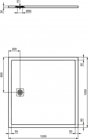 Cadita dus compozit 120x120 cm Ideal Standard Ultra Flat S, alb [2]