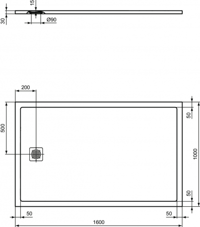 Cadita dus compozit 160x100 cm Ideal Standard Ultra Flat S, gri asfaltic [2]
