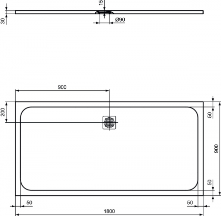 Cadita dus compozit 180x90 cm Ideal Standard Ultra Flat S, bej [2]