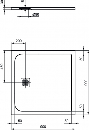 Cadita dus compozit 90x90 cm Ideal Standard Ultra Flat S, alb [2]