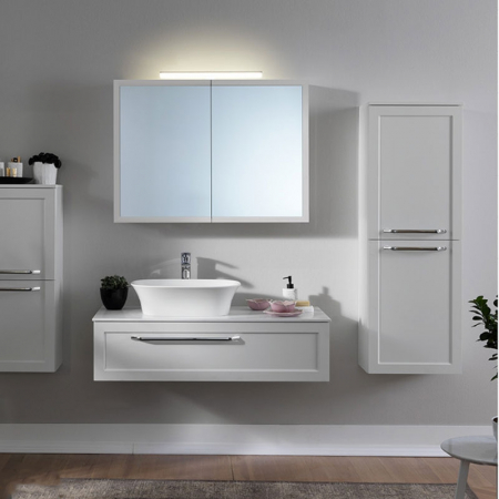 Dulapuri de baie suspendate - Dulap baie alb suspendat 132 cm cu 2 usi KolpaSan Blanche