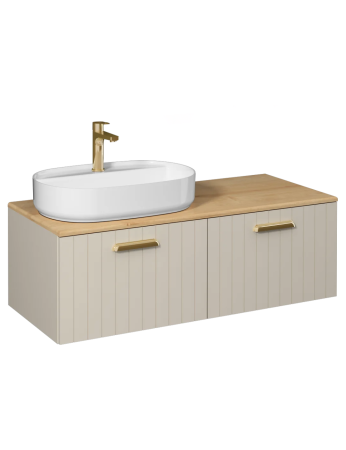 Dulap baie MDF vopsit suspendat 120 cm pentru lavoar cu blat stejar, gri, Isvea Rinato [2]