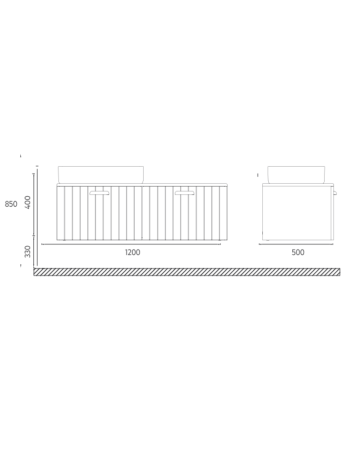 Dulap baie MDF vopsit suspendat 120 cm pentru lavoar cu blat stejar, gri, Isvea Rinato [4]