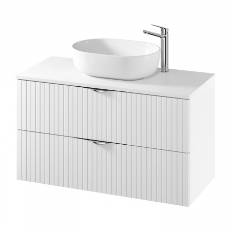 Mobilier pentru lavoar - Dulap baie suspendat 100 cm pentru lavoar, alb mat, MDF, Cersanit Tirso