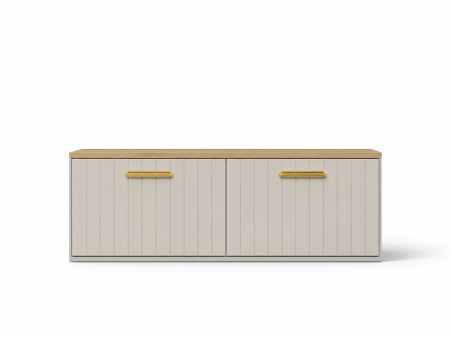Dulap baie MDF vopsit suspendat 120 cm pentru lavoar cu blat stejar, gri, Isvea Rinato [3]