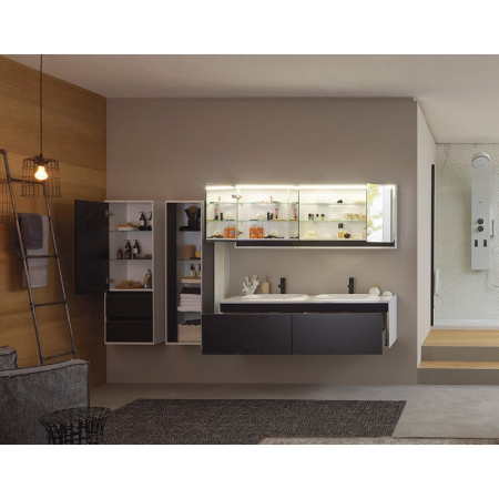 Dulap baie suspendat 130cm, alb/negru, sertare cu inchidere Soft Close, Kolpasan Pandora [1]