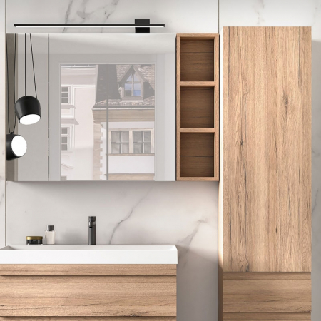 Mobilier baie - Dulap baie suspendat KolpaSan Naomi cu polite, 70 cm, stejar