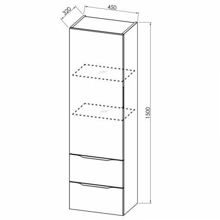Dulap baie suspendat alb mat 45 cm cu doua sertare si o usa Kolpasan Tara [1]