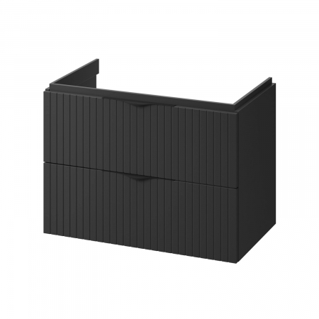 Mobilier pentru lavoar - Dulap baie cu riflaje 3D negru mat suspendat 80 cm pentru lavoar, MDF, Cersanit Tirso