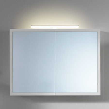 Dulapuri de baie suspendate - Dulap suspendat cu oglinda si 2 usi KolpaSan Blanche iluminare LED, 95 cm, alb