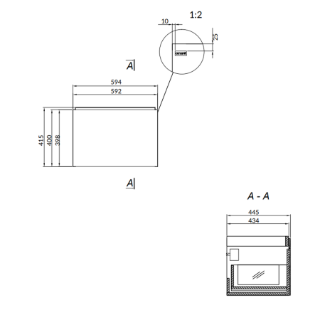 Dulap baie suspendat Cersanit Inverto CALACATTA 60 cm pentru lavoar pe blat stejar cu placa ceramica [1]