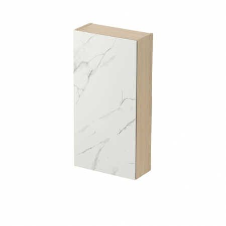Dulapuri de baie suspendate - Dulap baie suspendat Cersanit Inverto, o usa placata cu ceramica CALACATTA, 40 cm, finisaj stejar, montat