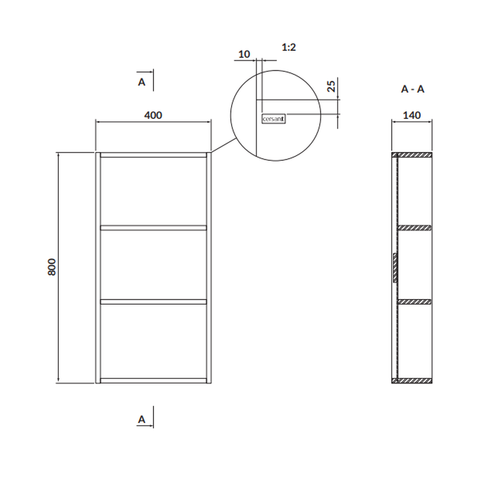 Dulap baie suspendat 80 cm, 2 polite, latime 40 cm, alb, montat, Cersanit Larga [1]
