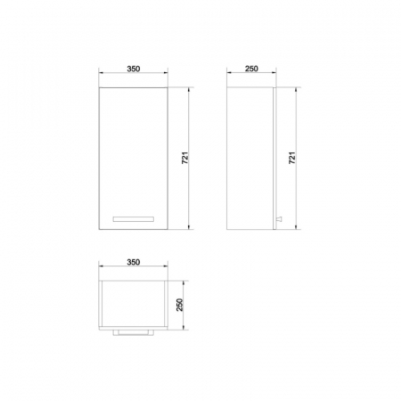 Dulap baie suspendat Cersanit Melar, o usa, 72 cm, alb, montat [1]