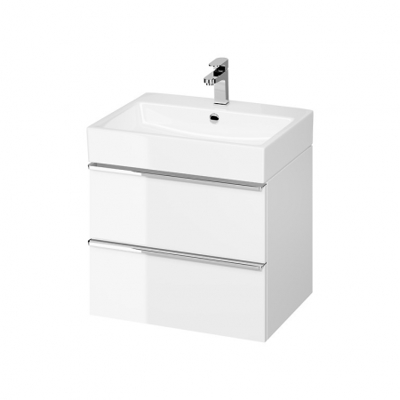 Mobilier pentru lavoar - Dulap baie suspendat Cersanit Virgo 60 pentru lavoar incastrabil, alb cu manere crom