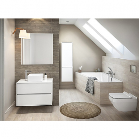 Dulap baie suspendat Cersanit Crea, 2 usi, 140 cm, alb lucios [6]