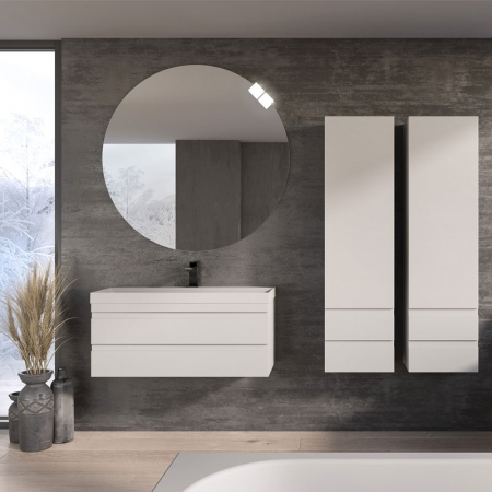 Mobilier baie - Dulap baie suspendat alb 150 cm cu o usa si 2 sertare KolpaSan Naomi