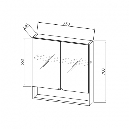 Dulap suspendat alb 65 cm cu oglinda si 2 usi KolpaSan Evelin [4]