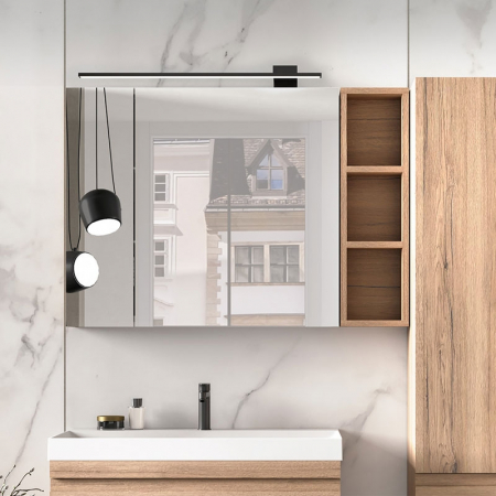 Mobilier baie - Dulap suspendat stejar cu oglinda 80 cm, 2 usi KolpaSan Naomi
