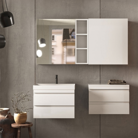 Mobilier baie - Dulap suspendat cu oglinda KolpaSan Naomi, 60 cm, alb