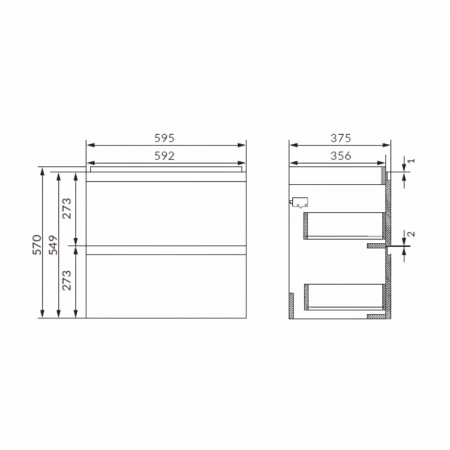 Dulap baie suspendat gri antracit pentru lavoar 60 cm, Cersanit Moduo Slim [3]