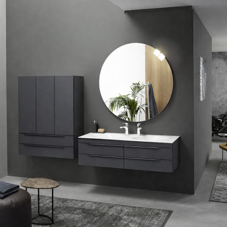 Dulap baie suspendat gri inchis 100 cm cu 2 sertare si 3 usi KolpaSan Malaya [1]