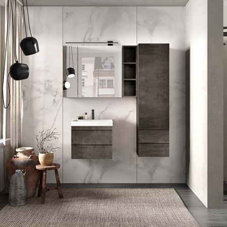 Mobilier baie - Dulap baie suspendat gri antracit cu o usa si 2 sertare, 150 cm, KolpaSan Naomi