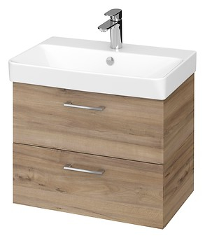 Mobilier pentru lavoar - Dulap baie suspendat pentru lavoar Cersanit Lara, 60 cm, nuc, doua sertare