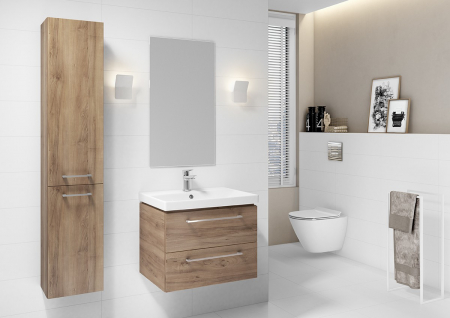 Dulap baie suspendat pentru lavoar Cersanit Lara, 60 cm, nuc, doua sertare - Resigilat [1]