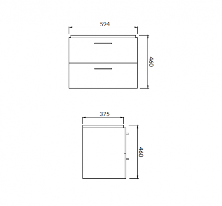 Dulap baie suspendat pentru lavoar Cersanit Lara, 60 cm, nuc, doua sertare [2]